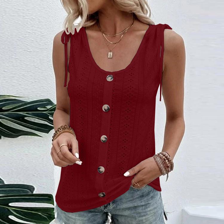 Spring and Summer New Women's Sexy Casual Solid U Neck Tank Top