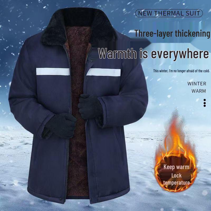 Зимняя утепленная рабочая одежда: Светоотражающая куртка с хлопковой подкладкой для холодных складов и авторемонтных площадок