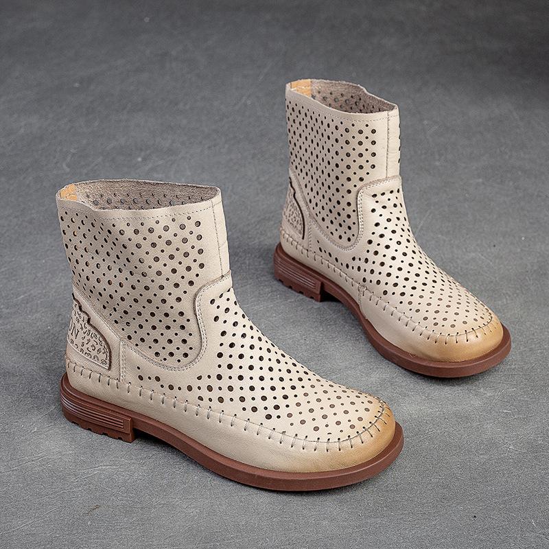 GKTINOO 2025 Весна Лето 100% Натуральная Кожа Дышащие Полые Сапоги Плоская Мягкая Обувь Слипоны Удобная Обувь Женская