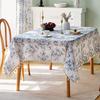 Элегантная французская винтажная скатерть с цветочным узором Blue Rose и бежевыми кисточками — прямоугольная, идеально подходит для обедов, пикников, вечеринок, свадеб