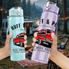 1PC Retro Red Truck Mechanic Theme Print 750ml Color Plastic Sports Water Bottle Leakproof Flip Straw Lid Suitable for Sports Office Home Use