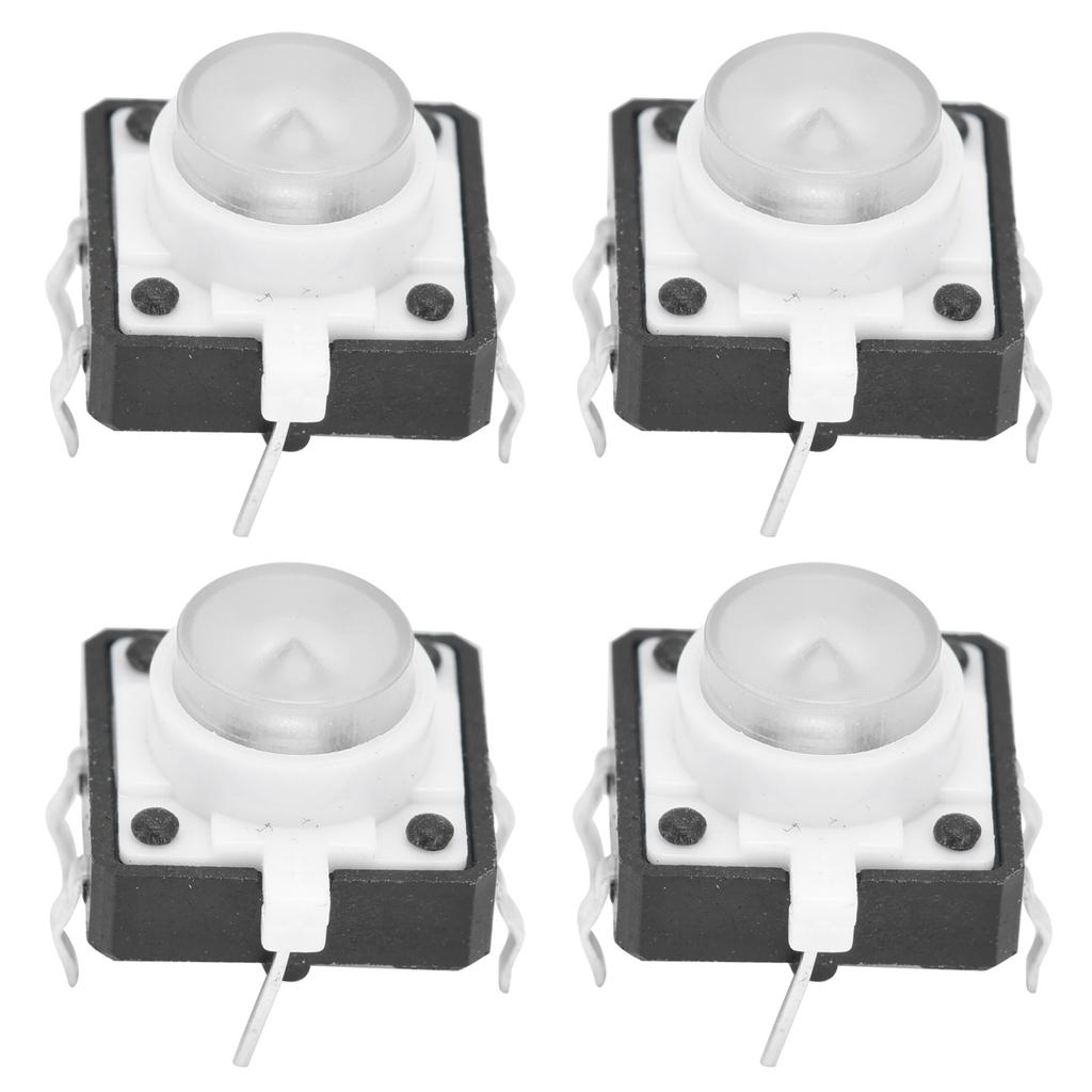 20 шт. Тактовая кнопочная микрокнопка 12x12x7,3 мм со светодиодной подсветкой, мгновенного действия, белая