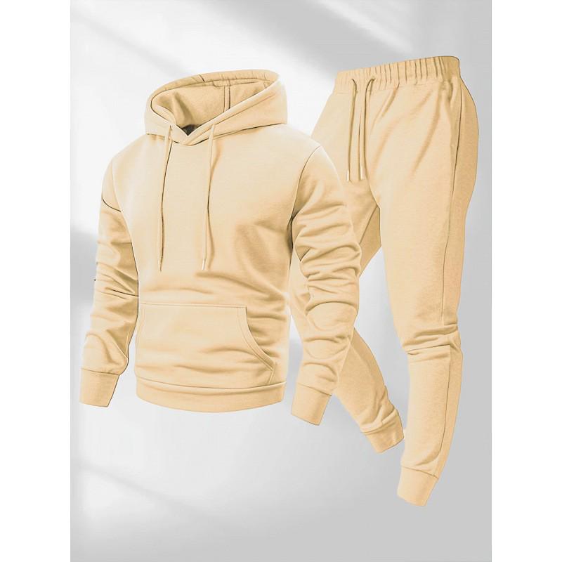 Спортивный костюм-худи и штаны для мужчин, 250 г, модный, однотонный