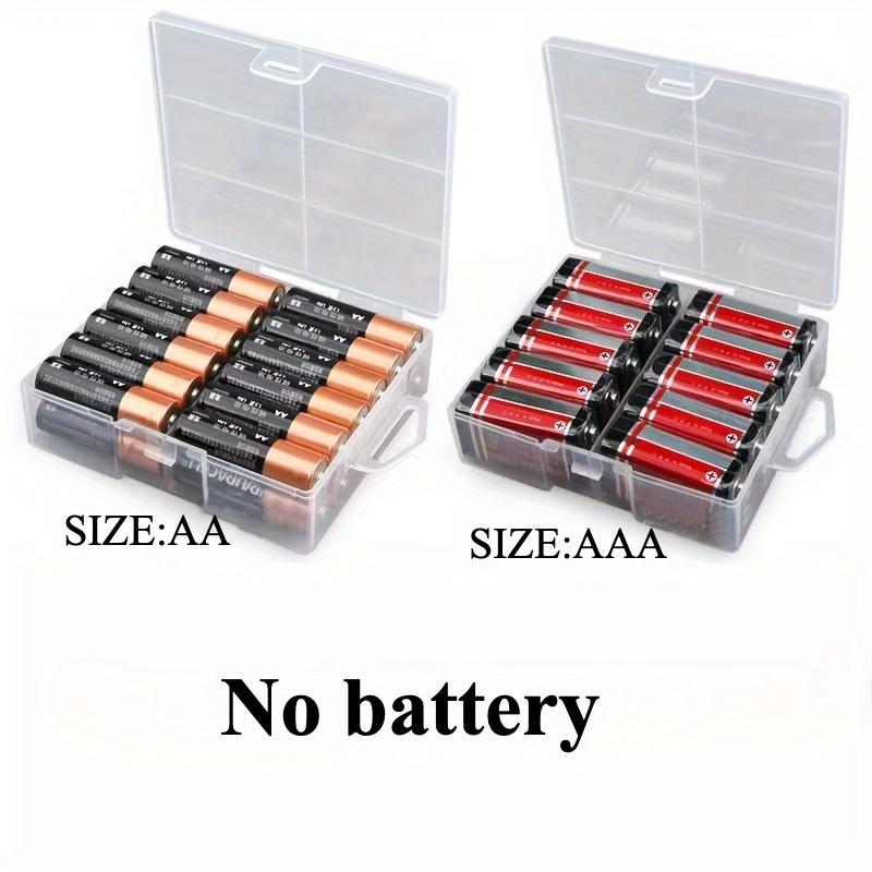 1pc Transparent Battery Storage Box, Holds 24 AA/AAA Batteries, Durable Plastic Organizer Case for Home Storage