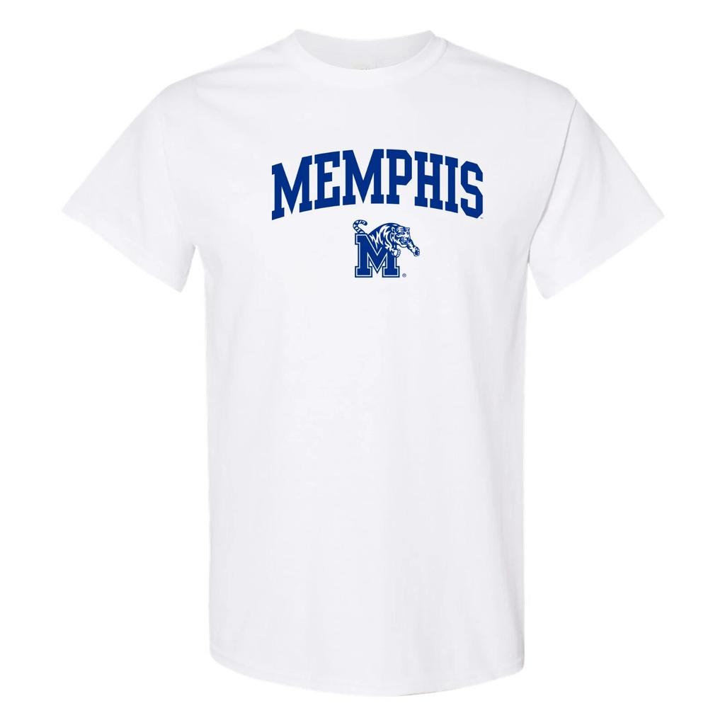 Memphis Tigers Arch Logo - Collegiate Short Sleeve T Shirt - White
