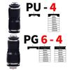 Black Pneumatic High-Pressure Air Hose Quick Connect Fitting, Variable Diameter (4 to 16mm), PU Straight Pneumatic Component