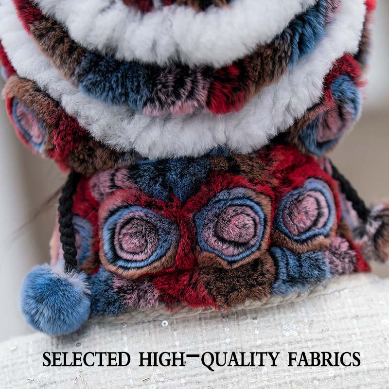 Rex Rabbit Fur Hat Autumn and Winter Fur Hat Tassel Woolen Hat Thick Warm Ear Protection Fur Hat