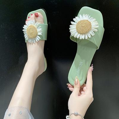 Новые летние женские тапочки с подсолнухами, модные повседневные пляжные шлепанцы на плоской подошве, женские нескользящие сандалии, шлепанцы, женская обувь