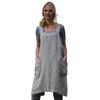 Women Bib Apron X Shape Back Bandage Design Wide Strap Large Pocket Apron Dress Kitchen Cooking Cleaning Tools