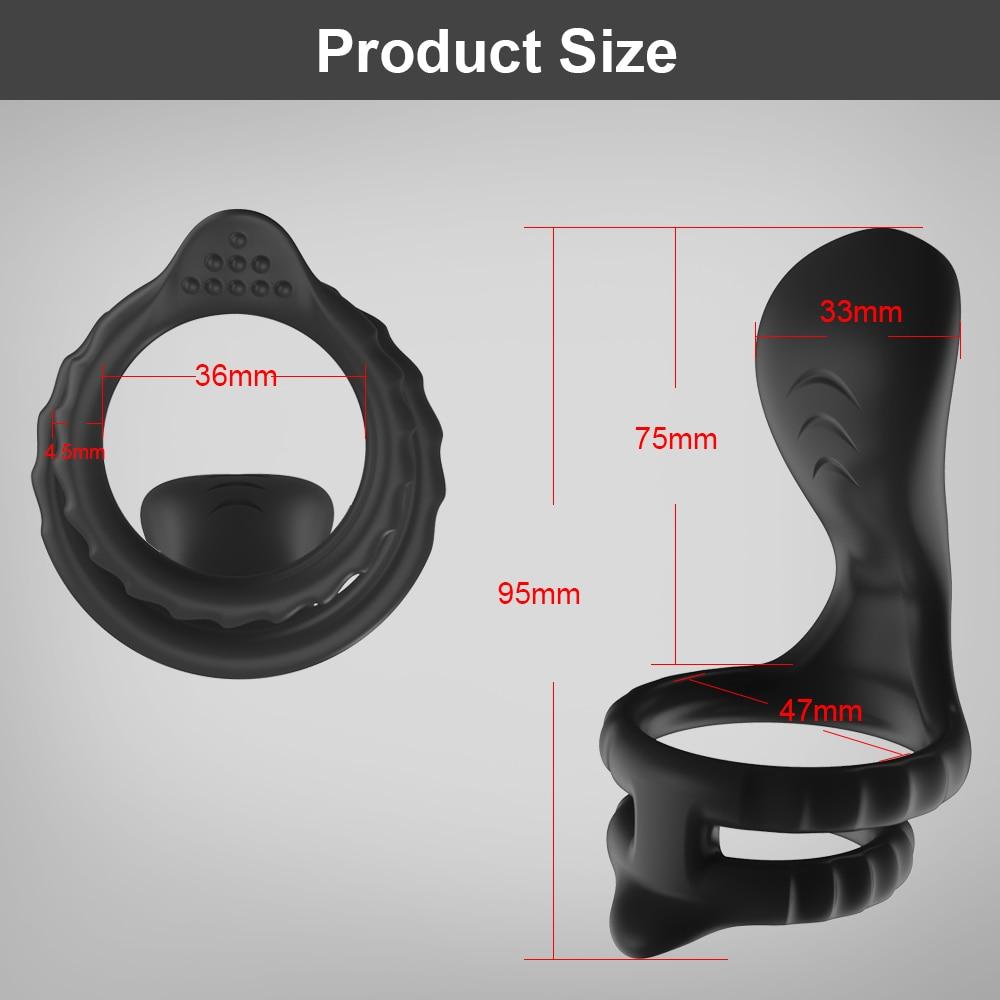 Male Penis Ring Vibrator Slilicone Dual Cock Ring Perineum Stimulator Delay Ejaculation Sex Toys for Men Couples Adult Goods 18
