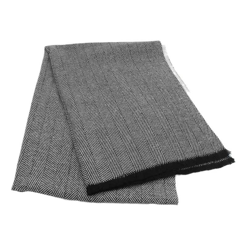 Imitation Cashmere Scarf Black and White Color Matching Small Fur Edge Tassel Versatile Thickened Men's and Women's Warm Shawl