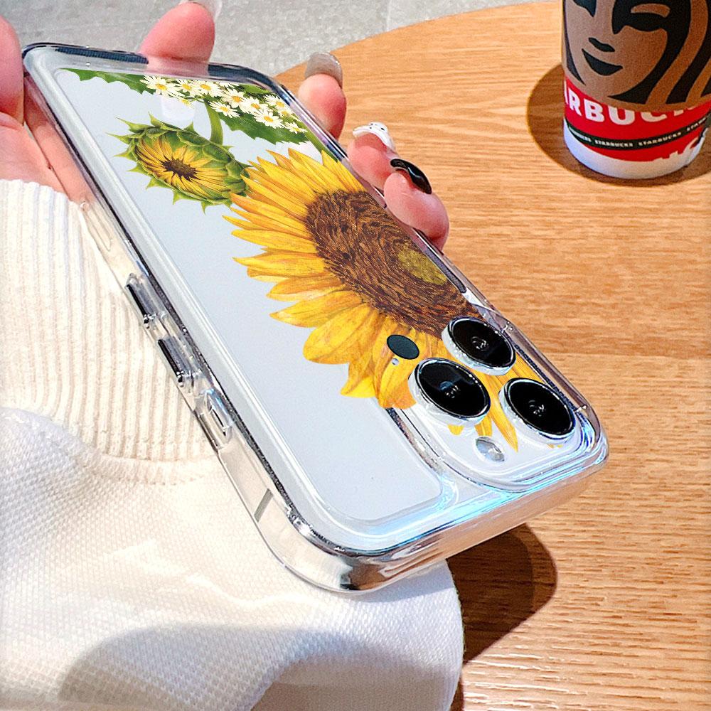 Чехол для телефона с подсолнухом и ромашками для IPhone 14 15 16 17 13 12 11 Pro Max Plus 12 13 Mini Защитный чехол из ТПУ