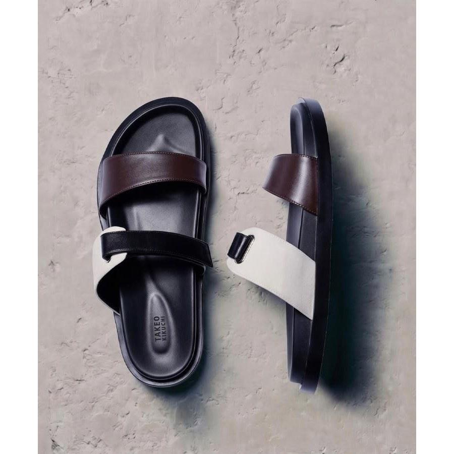 TAKEO KIKUCHI double belt sandals shoes black brown