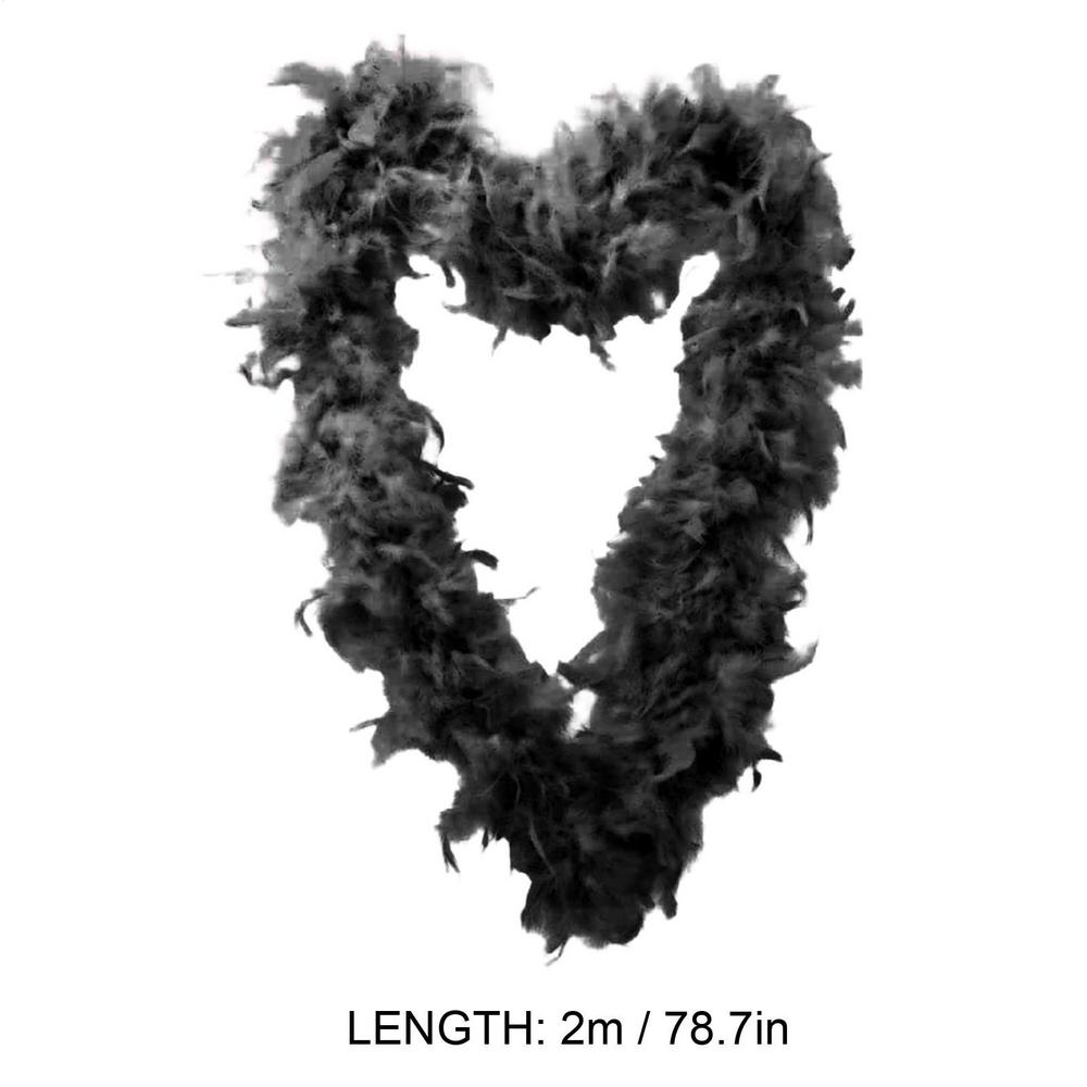 Black Boa 2Meter Long Plumes Shawl For Wedding Party Dress Sewing Clothing Decoration Scarf Dress Stage Christmas Decoration
