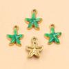 10-Color Stainless Steel Enamel Starfish Pendant (10x12mm) for DIY Jewelry and Keychains
