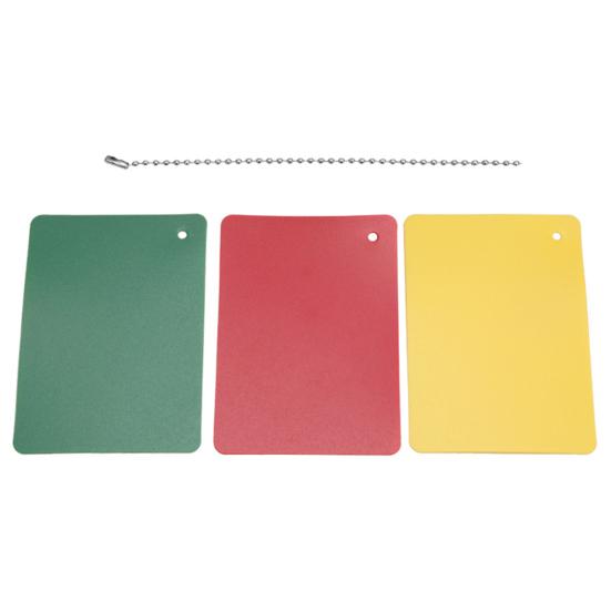 Набор из 3 шт. карточек для футбольного судьи: зеленая, красная, желтая. Карточки для предупреждения, удаления и задержки в футболе. Аксессуары для судейства спортивных соревнований.