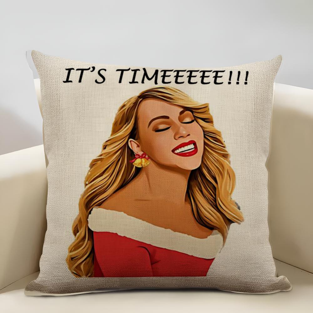 Рождественская песня MariahCarey Подушка Домашний Декор Льняная Наволочка для Диванной Подушки: Приятный к коже и дышащий