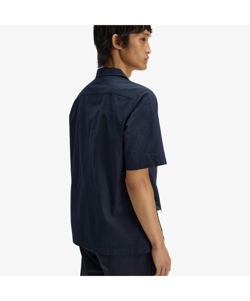 FRED PERRY [Sharp] Seersucker Revere Collar Shirt - Navy Afpm2612471-608