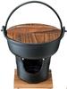 Ishigaki Irori Pot Black 16cm Wooden Lid Stove Set Pot Gas Fire IH Compatible Iron Casting 3983