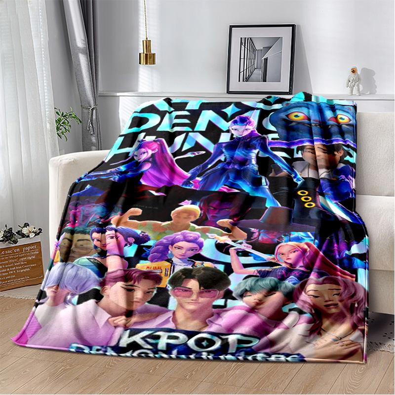 Animated music movie K-Pop: Demon Hunters Flannel Blanket Sofa Decoration Bedding Camping picnic blanket blankets for beds