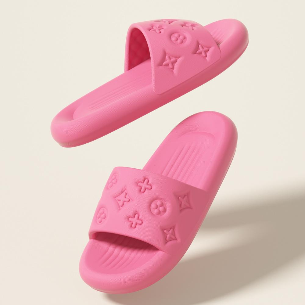 Модные стильные тапочки с высоким чувством, женские летние тапочки, ощущение наступить на что-то, толстая подошва, для ванной, нескользящие, дезодорирующие, с маленьким цветком, ЭВА тапочки