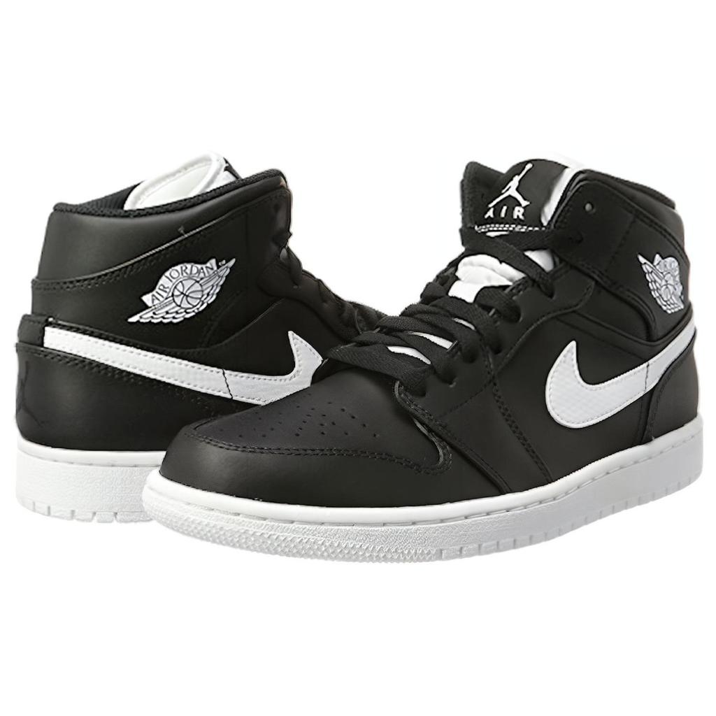 Jordan 1 Ретро Мид Черный Белый 554724-038