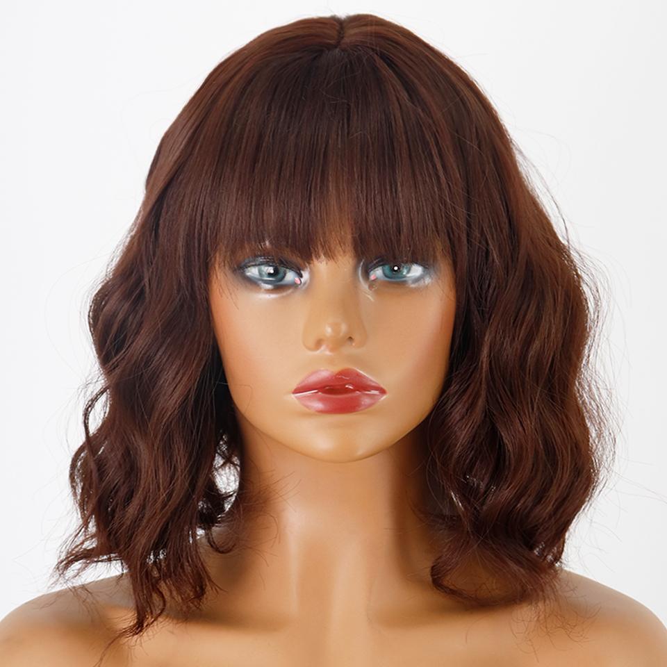 LISI HAIR Женский короткий волнистый парик с челкой, синтетическое волокно, натуральный зеленый парик с волнами воды, повседневная одежда для косплея