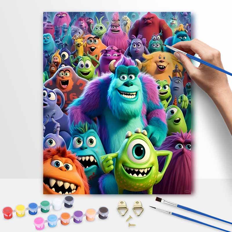 Disney oil painting art painting kit Monsters Inc handmade diy gift home decoration wall art supplies canvas acrylic paint craft set