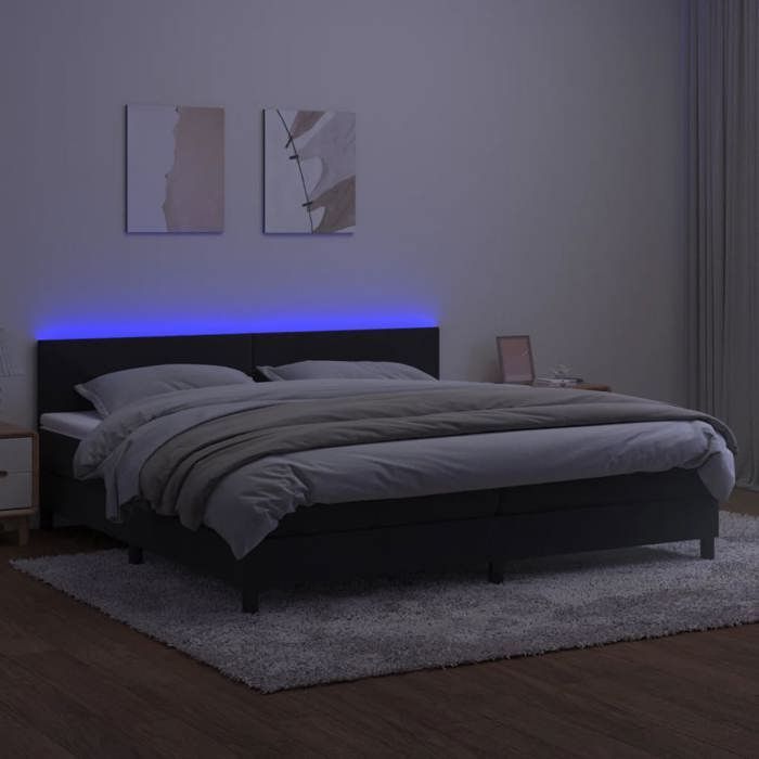 Maison Exclusive - Sommier à lattes de lit avec matelas LED Noir 200x200cm Velours