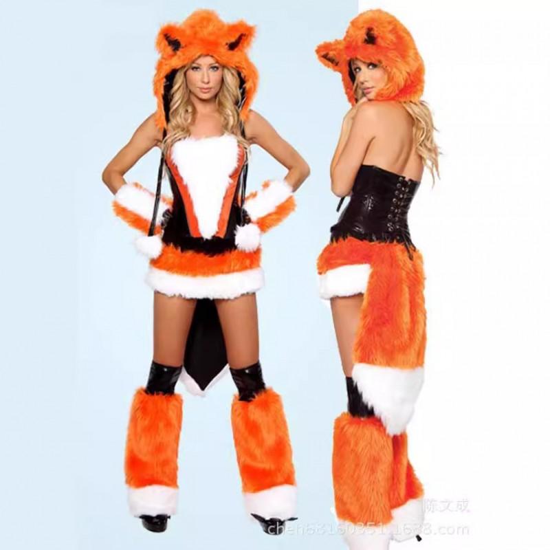 Halloween Cosplay Costume Ape Roleplay Outfit Orange With Tail Party