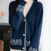 Knitted Ethnic-style Thickened Cardigan Fashionable Jacquard Sweater Coat for Women