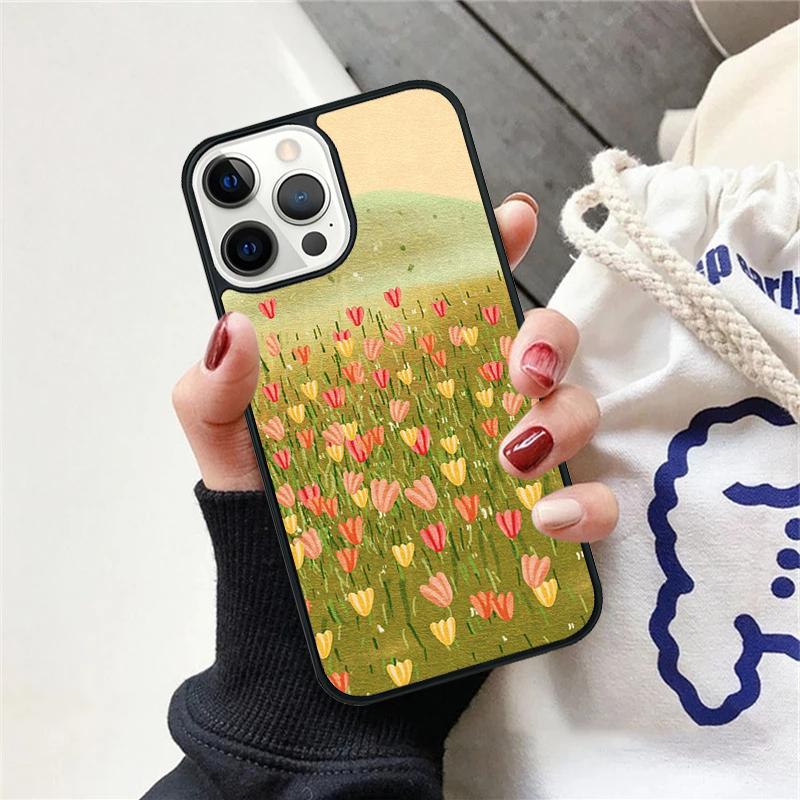 Чехол для телефона с цветами тюльпанов, весна, для iPhone 17 Air 15 16 Чехол 11 13 14 Pro Max 12 Plus Max Fundas