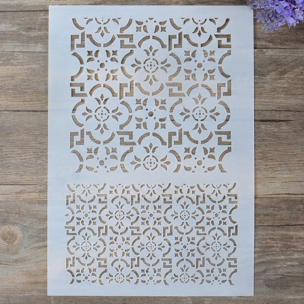 A4 Size Decorative Tile Stencil Template Painting Stencils for DIY Crafts Scrabooking Painting On Wood,Canvas,Floor,Wall and Tile