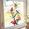 Цветы и птица на ветке Статичная наклейка на окно Самоклеящаяся Съемная Спальня Гостиная Балкон Стеклянная дверь Домашний декор Искусство