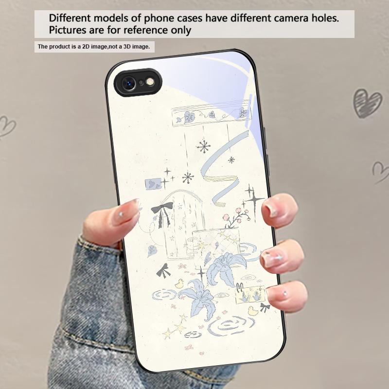 Свежий и целебный бриз Для iPhone 17 Air 16 E 15 Plus 14 Pro Max 13 12 mini 11 5 6 7 8 Plus XR XSMax SE Черный Стеклянный Чехол для Телефона