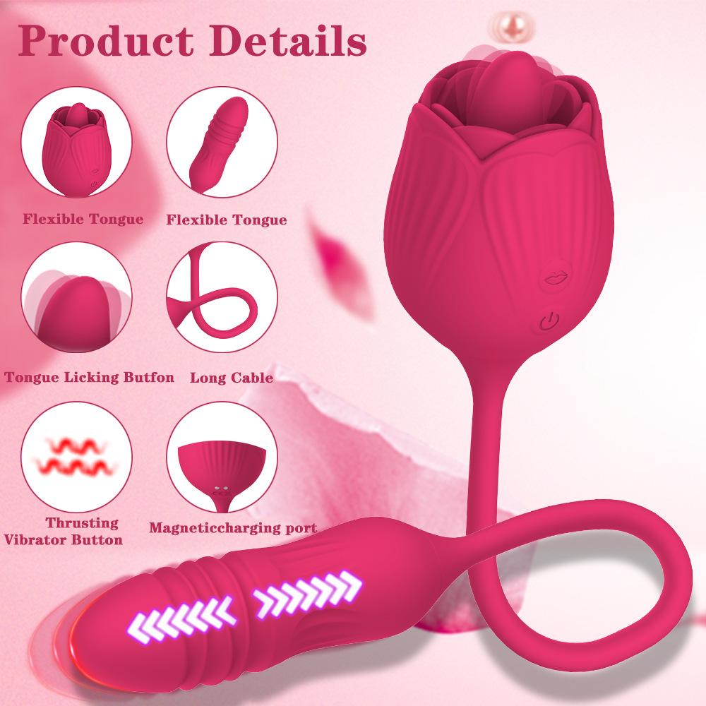 Rose Series Licking & Sucking Vibrator Stick