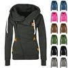 Women's Fashion Casual Sweatshirt Cardigan Side Zip Hooded Sweatshirt Jacket