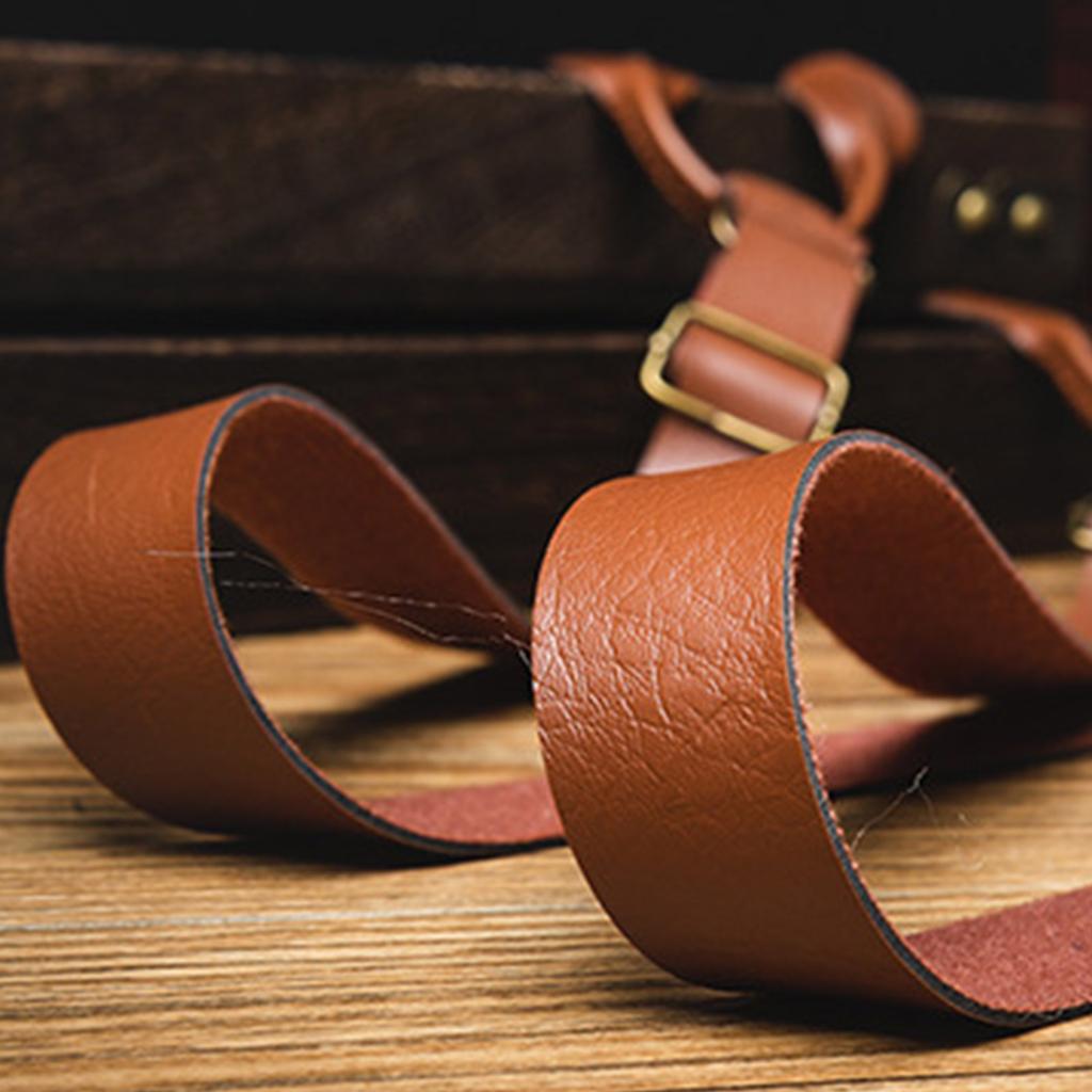 Stylish Classical Suspenders Adjustable Suspenders PU Chain Metal Clip Brown PU Belt for Wedding Business Wear