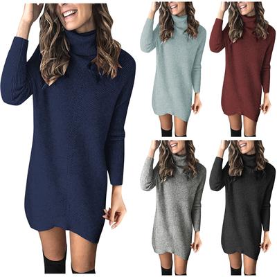 Женская мода осень/зима с двумя лацканами и полым пуловером, платье-свитер