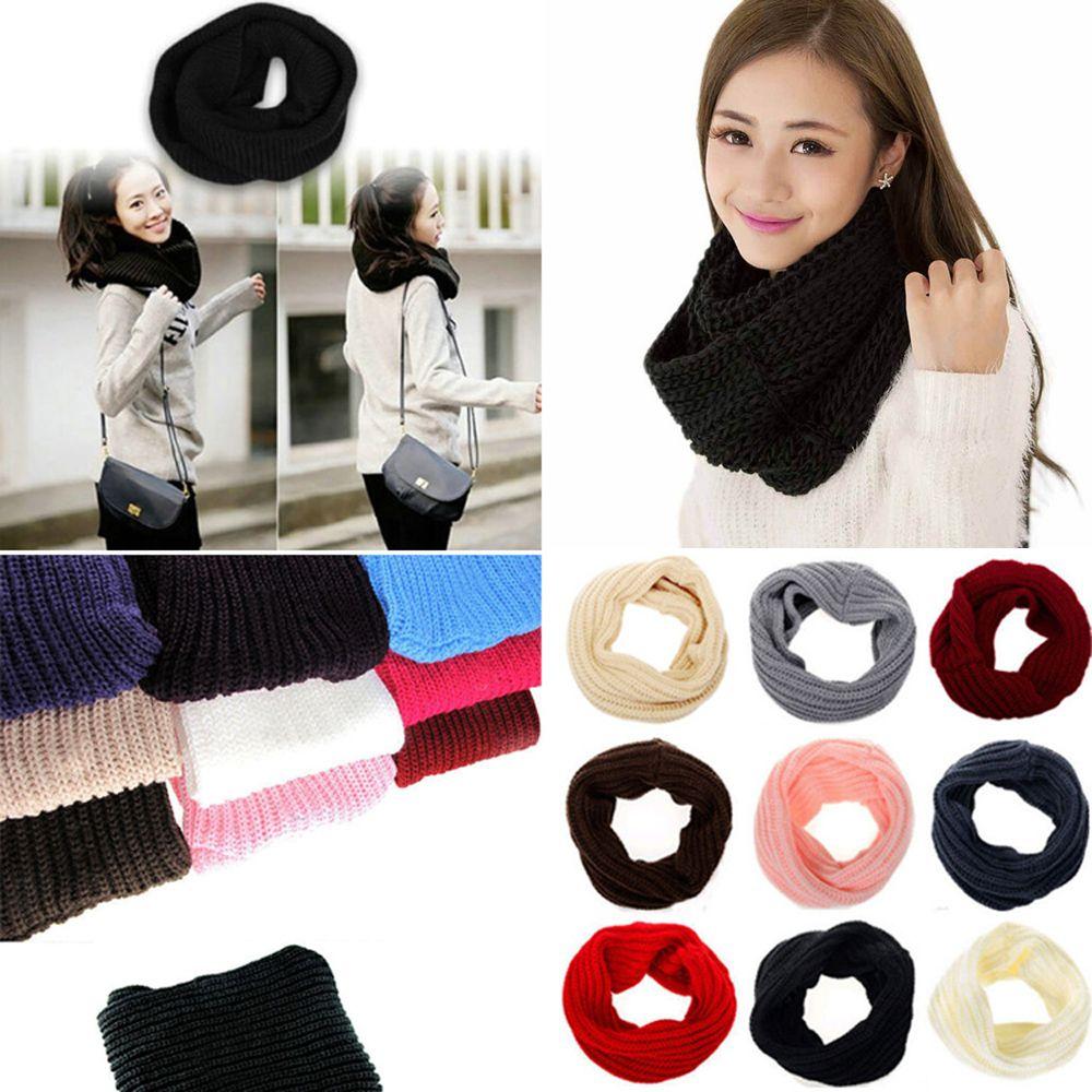 Fashion Winter Long Shawl Knitting Wool Scarf Neck Cowl Collar Infinity Circle Cable