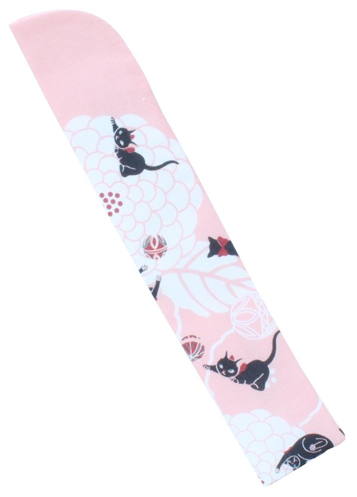 Кёсукэ Веер Чехол и Сумка Японский Набор, Стиль, Юката, Шёлк, Кошка, Розовый, К-109