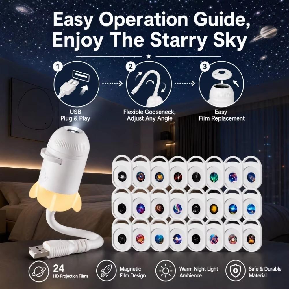 Adjustable Focus USB Planet Projector Light Star Background Light Living Room