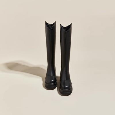 Женские осенние ботинки на высоком каблуке 10 см, новые ботинки на толстой подошве и толстом каблуке, увеличивающие рост, ботинки-рыцари на высоком каблуке