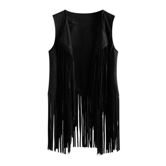 Женский жилет с бахромой, ретро безрукавка, ковбойский западный наряд, кардиган с кисточками с открытой передней частью, верхняя одежда