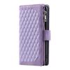 For Samsung Galaxy S25 FE Wallet Case Rhombus Stitching Line PU Leather Phone Cover with Wrist Strap