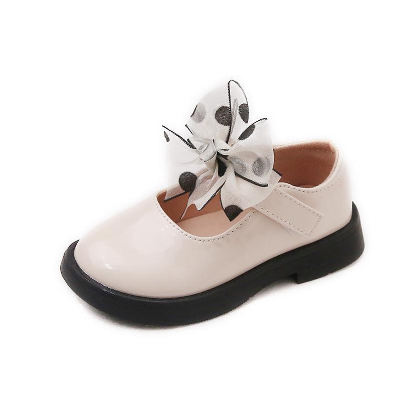 Кожаные туфли для девочек для танцев, вечеринок, свадьбы, черные школьные балетки с кружевным бантиком, принцесса, милые, модные, весна 2024, размеры 26-36