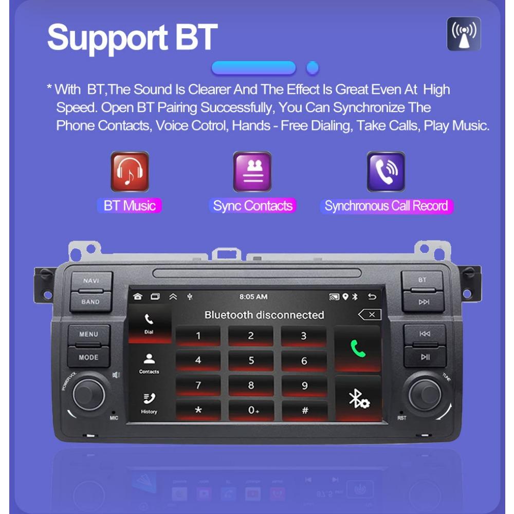 Android AutoRadio for BMW 3 Series E46 M3 318/320/325/330/335 1998-2005 Carplay Car Multimedia GPS 2din Autoradio 2+64GB