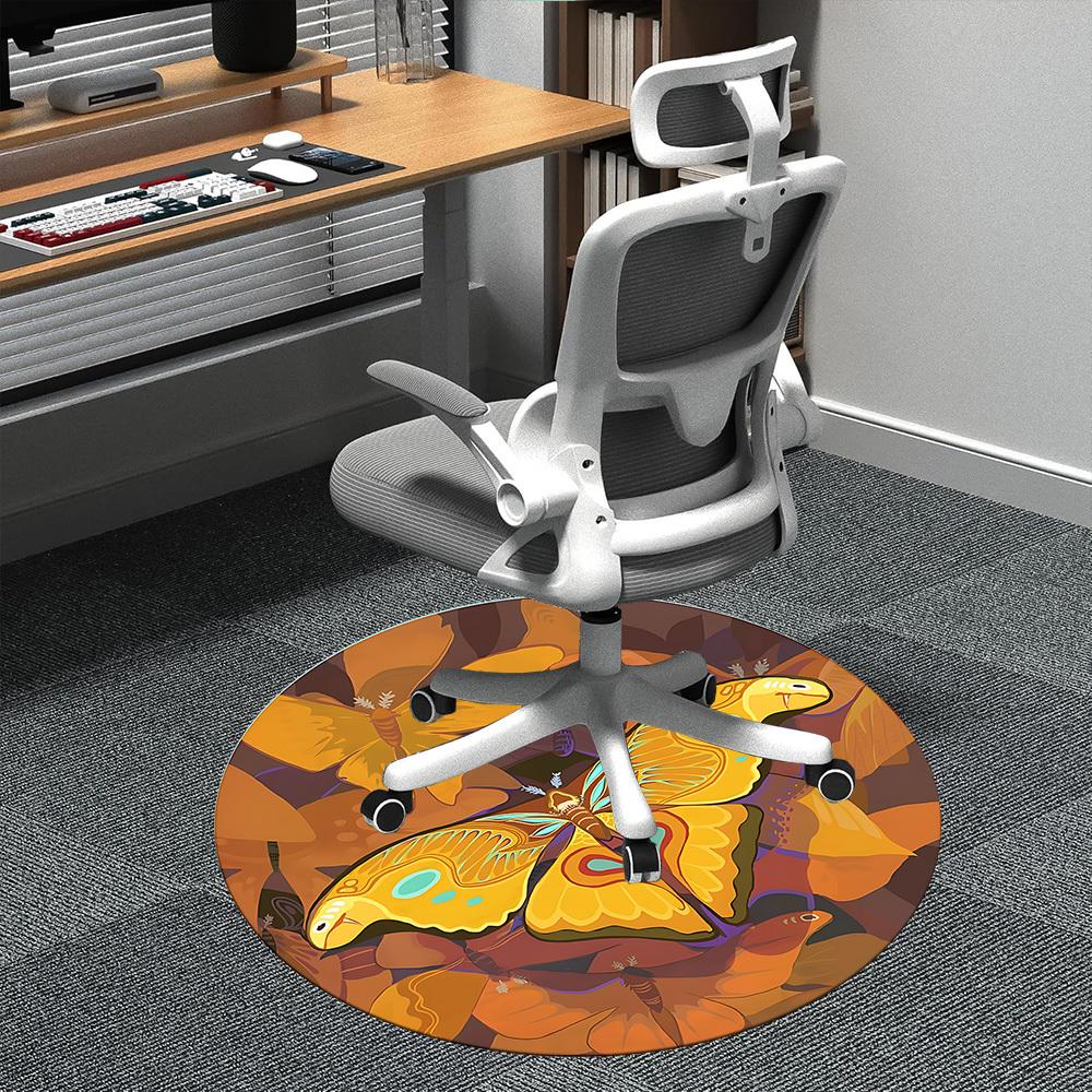1pc Butterfly Moth Office Round Area Rug, Indoor Mat Suitable ForOffice, Under Office Chairs Bedroom Living Room Home Decor, Room Deco n69