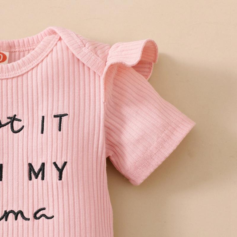 Комплект одежды для маленьких девочек 0-18 месяцев, комбинезон с короткими рукавами и вышивкой букв + шорты с цветочным принтом + повязка на голову, летние наряды из 3 предметов