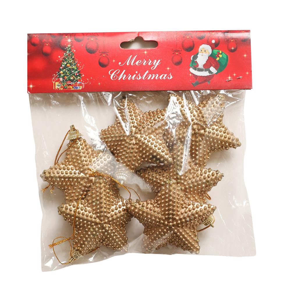 Retro Gold Plastic 3D Five-pointed Star Packaging Christmas Tree Decoration Ornament Scene Decoration